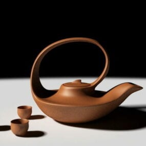 Глиняний чайний сервіз 3d модель