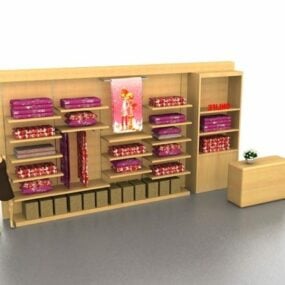 System ekspozycji ściennych sklepu z modą Model 3D