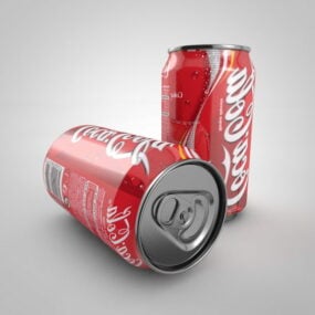 Modelo 3d realista de lata de Coca-Cola