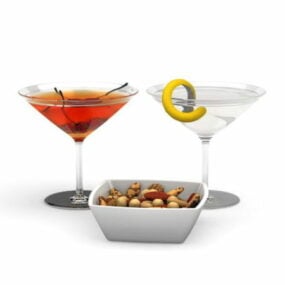 Food Cocktails And Snacks 3d model