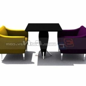 Kaffe lenestol og bordmøbler 3d-modell