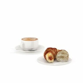 Modello 3d del cibo dei cornetti al caffè