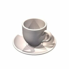 כוס קפה קרמיקה לבנה דגם תלת מימד