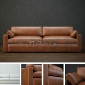 نموذج أريكة جلدية لبيت القهوة ثلاثي الأبعاد