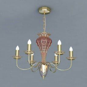 3d модель латунної люстри в колоніальному стилі для вітальні