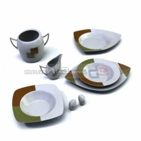 3д модель цветной керамической столовой тарелки