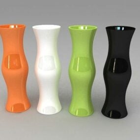 3d модель оформлення кольорових керамічних ваз для вітальні