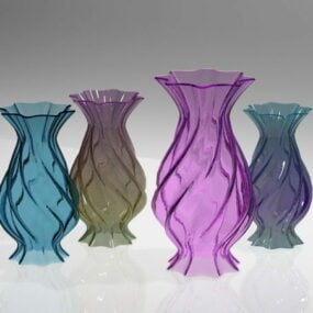 گلدان های شیشه ای رنگی ظروف سفره ای مدل سه بعدی