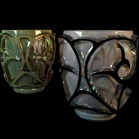 Modelo 3d de vaso de vidro decorativo com textura