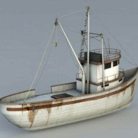 3д модель старой коммерческой рыбацкой лодки