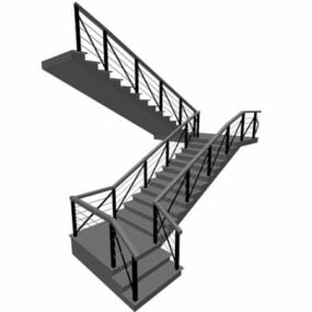 דגם תלת מימד של מדרגות מתכת מסחריות