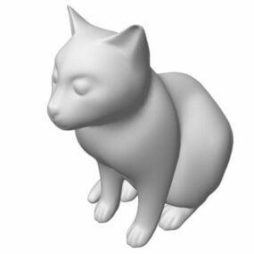 Modelo 3d de estátua de gato de jardim