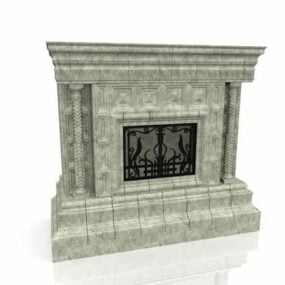 Antique Concrete Fireplace 3d model