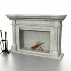 Concrete Antique Fireplace With Acessories
