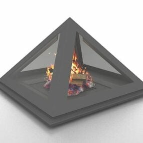 3d модель каміна у формі піраміди