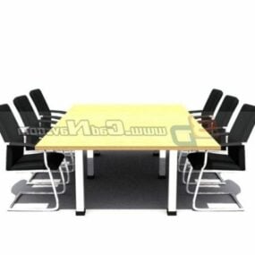 Mesa de conferência de escritório e cadeiras modelo 3d