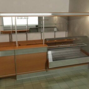 Cooked Food Display Counter 3d model