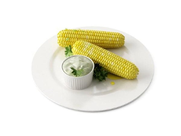 Food Corn Cob With Butter In Plate