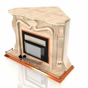 Corner Stone Fireplace Design 3d model