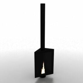 Corner Iron Fireplace With Chimney 3d model