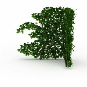 Modelo 3D de decoração de parede com folhas verdes de canto