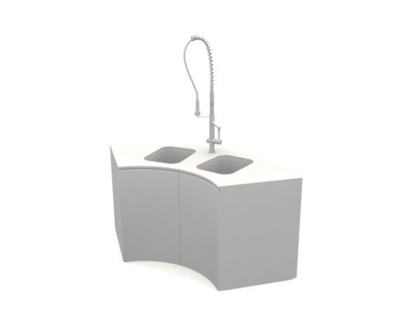 Curved Corner Kitchen Cabinet Sink Free 3d Model Max Vray