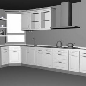 تصميم وحدات مطبخ زاوية L نموذج ثلاثي الأبعاد