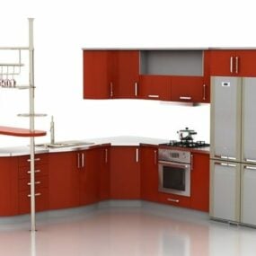 Apartment Corner Kitchen Cabinets 3d model