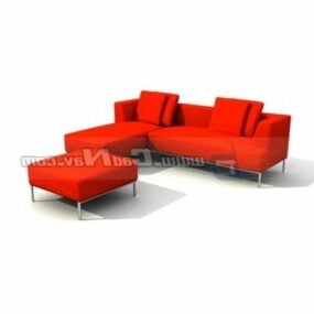Corner Sofa With Footstool 3d model