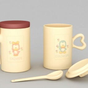 Kitchen Couple Cups 3d model