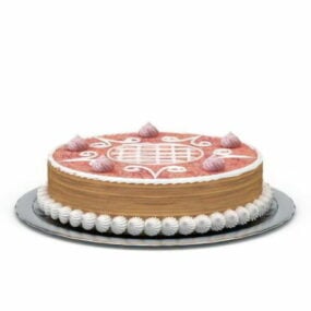 3d модель торта до дня народження, прикрашеного кремом