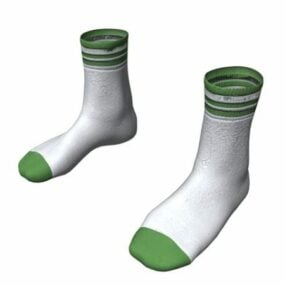 White Green Crew Socks 3d model