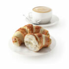 Coffee Cup With Croissant Pastry Food