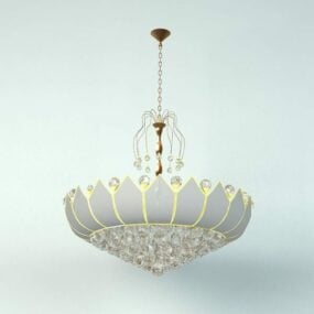 Elegante lustre de coroa de cristal vintage modelo 3d