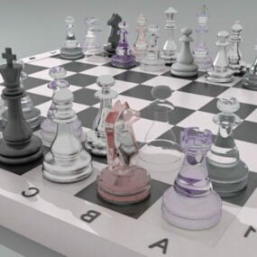 طاولة شطرنج كريستال نموذج 3D