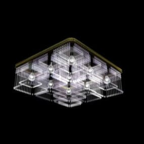 Plafoniera domestica quadrata in cristallo Modello 3d