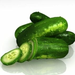 Vegetable Cucumber And Slices 3d model