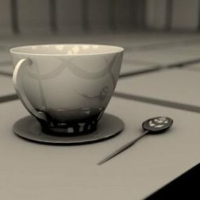 Xícara de café de porcelana modelo 3d
