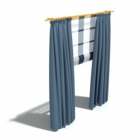 Interior Curtains With Roman Shade 3d model