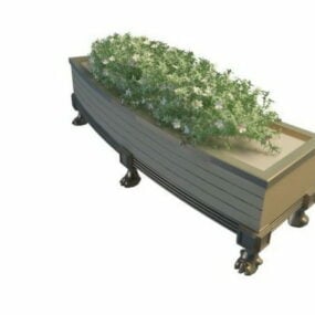 Curved Stone Planter Box 3d model