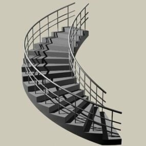 Modelo 3d de material de concreto de escada em espiral