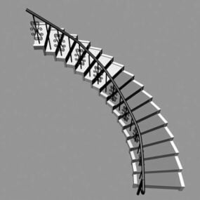تزیین نرده راه پله منحنی مدل سه بعدی