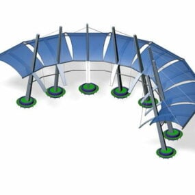 Outdoor Curved Tensile Structure 3d model