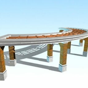 Garden Curved Walkway Pergola 3d model