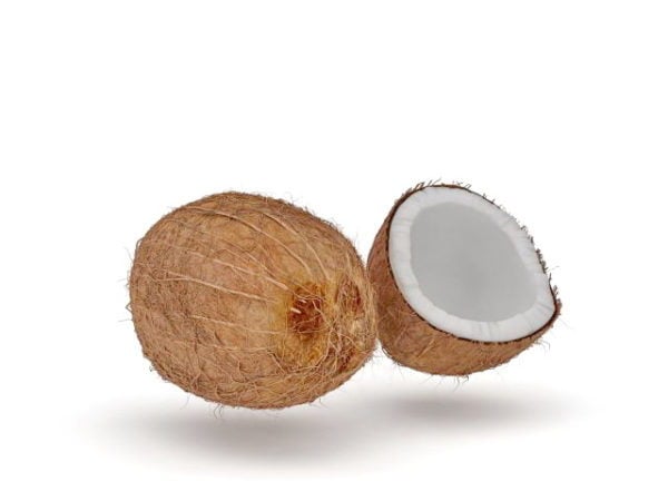 Skær åben kokosfrugt