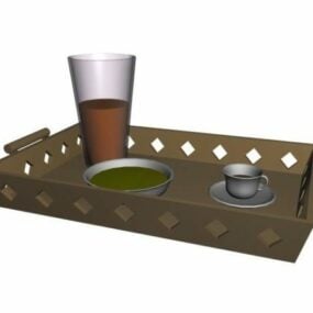 صينية أدوات المائدة ومجموعة أواني الطعام نموذج ثلاثي الأبعاد