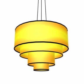 3д модель желтого подвесного светильника в форме барабана в форме цилиндра