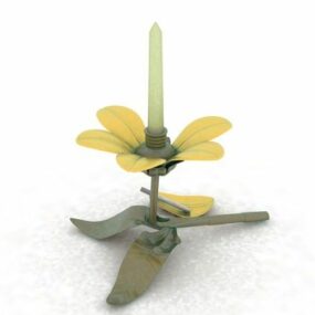 Bougeoir de maison en métal à fleurs modèle 3D