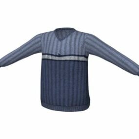 Moda azul escuro de suéter pulôver Modelo 3D