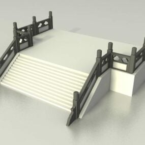Kamenné schodiště a zábradlí 3D model